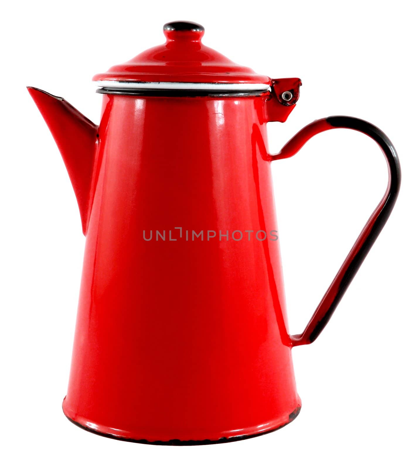 Red Enamel Tea Coffee Pot by maggiemolloy
