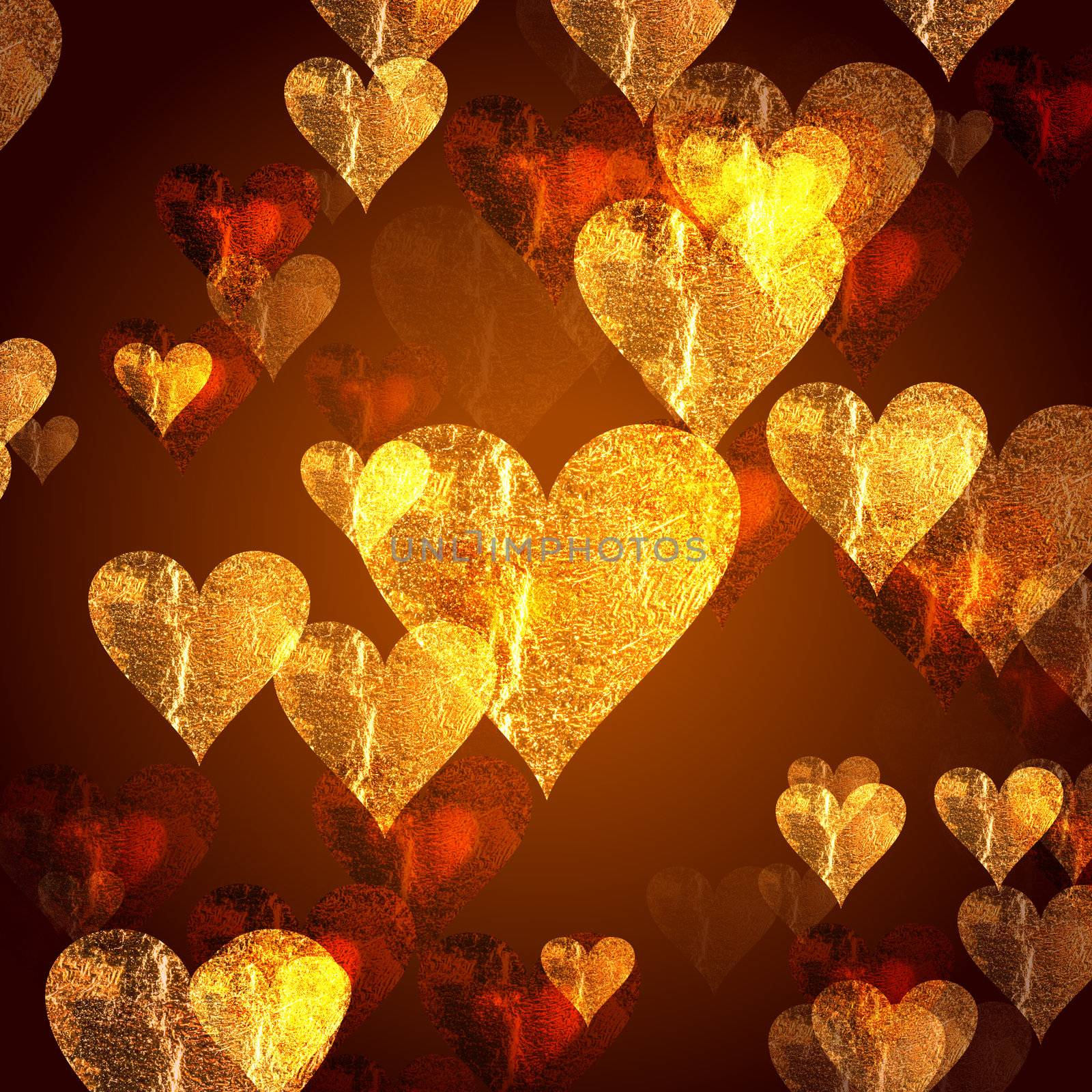 golden hearts background by marinini
