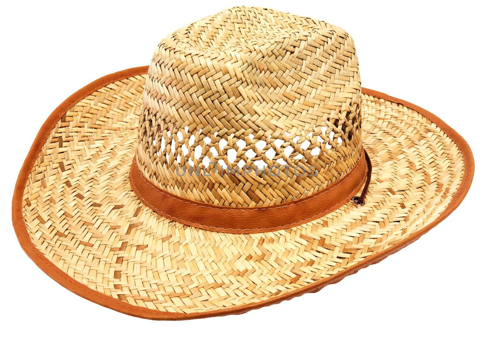 Lonely straw hat on a white background