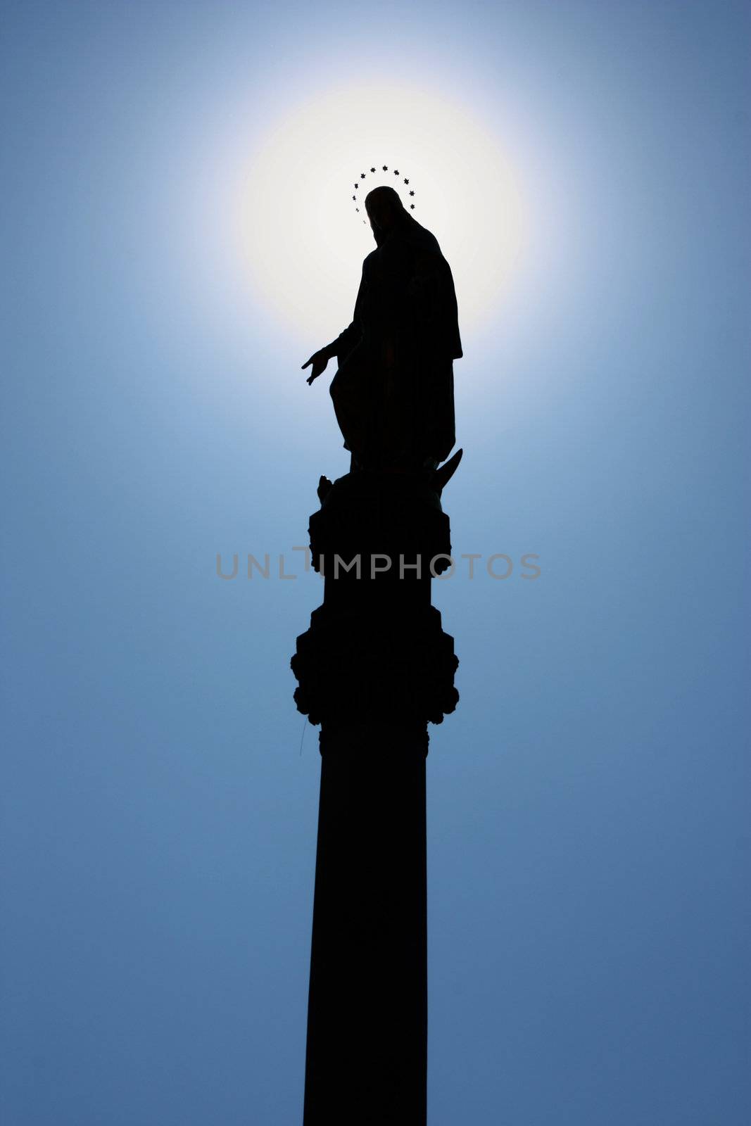 Statue of the Blessed Virgin Mary near cathedral in Zagreb, Croatia
