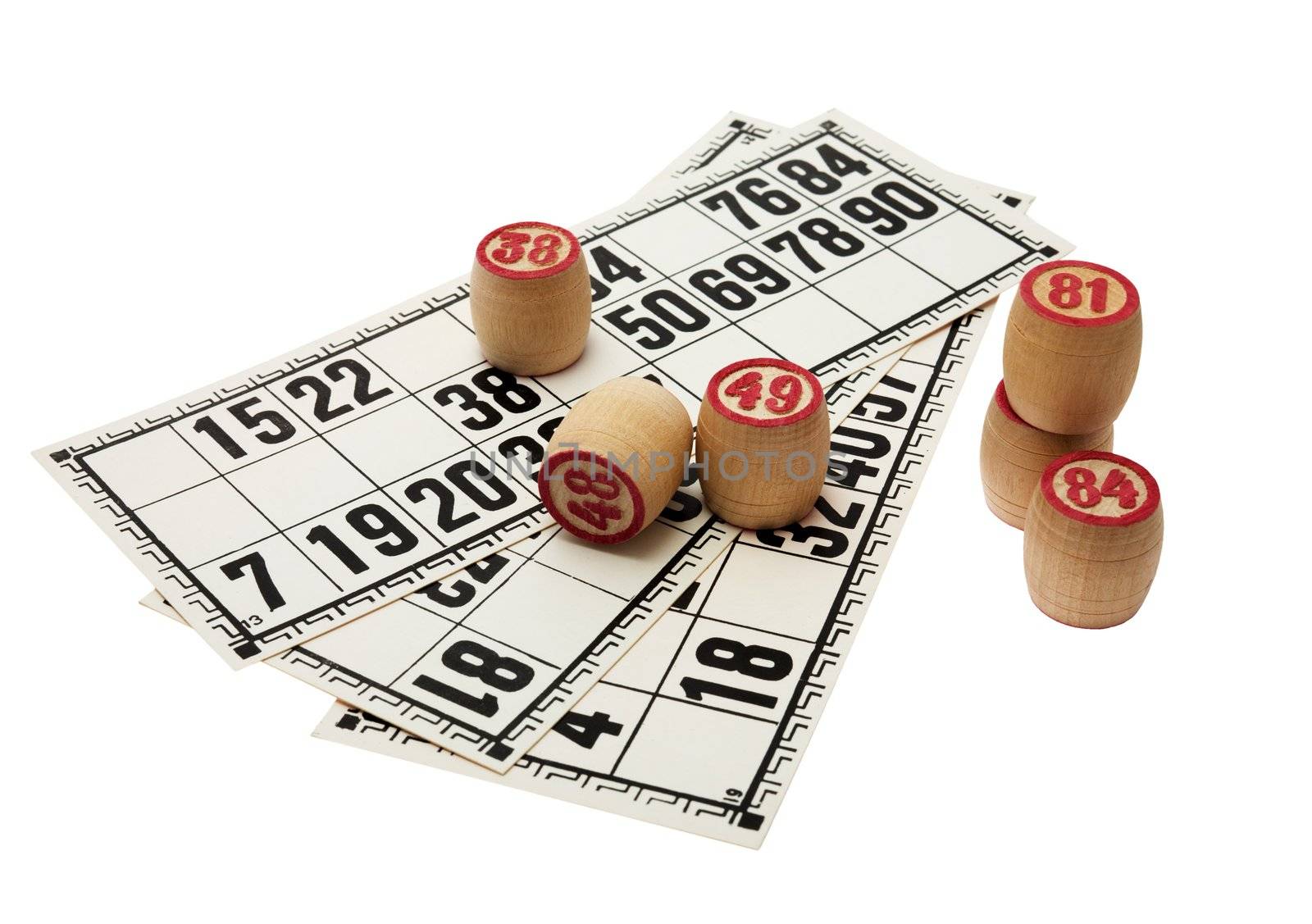 Wooden kegs with pink figures on game cards