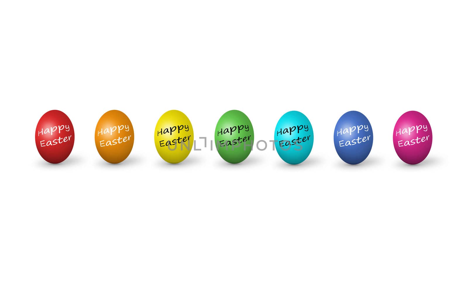 Colorful easter eggs isolated on white background