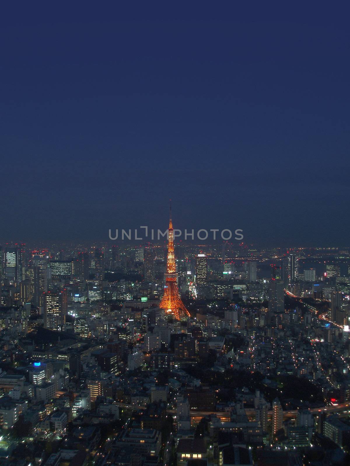a view of tokyo from above at dusk