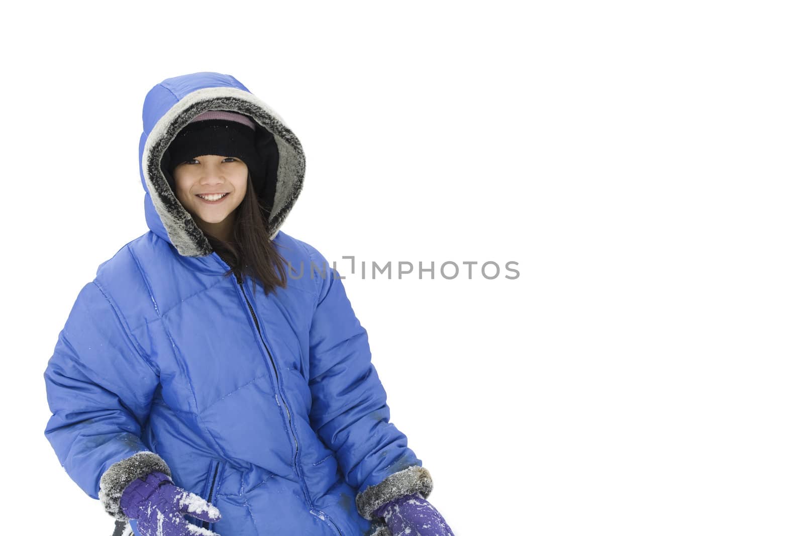 Girl playing in the snow