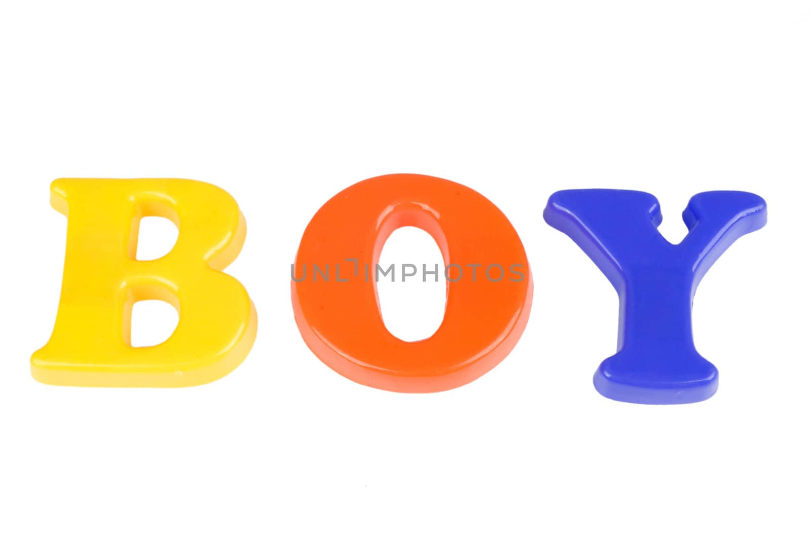 a word "boy" made of colorful letters