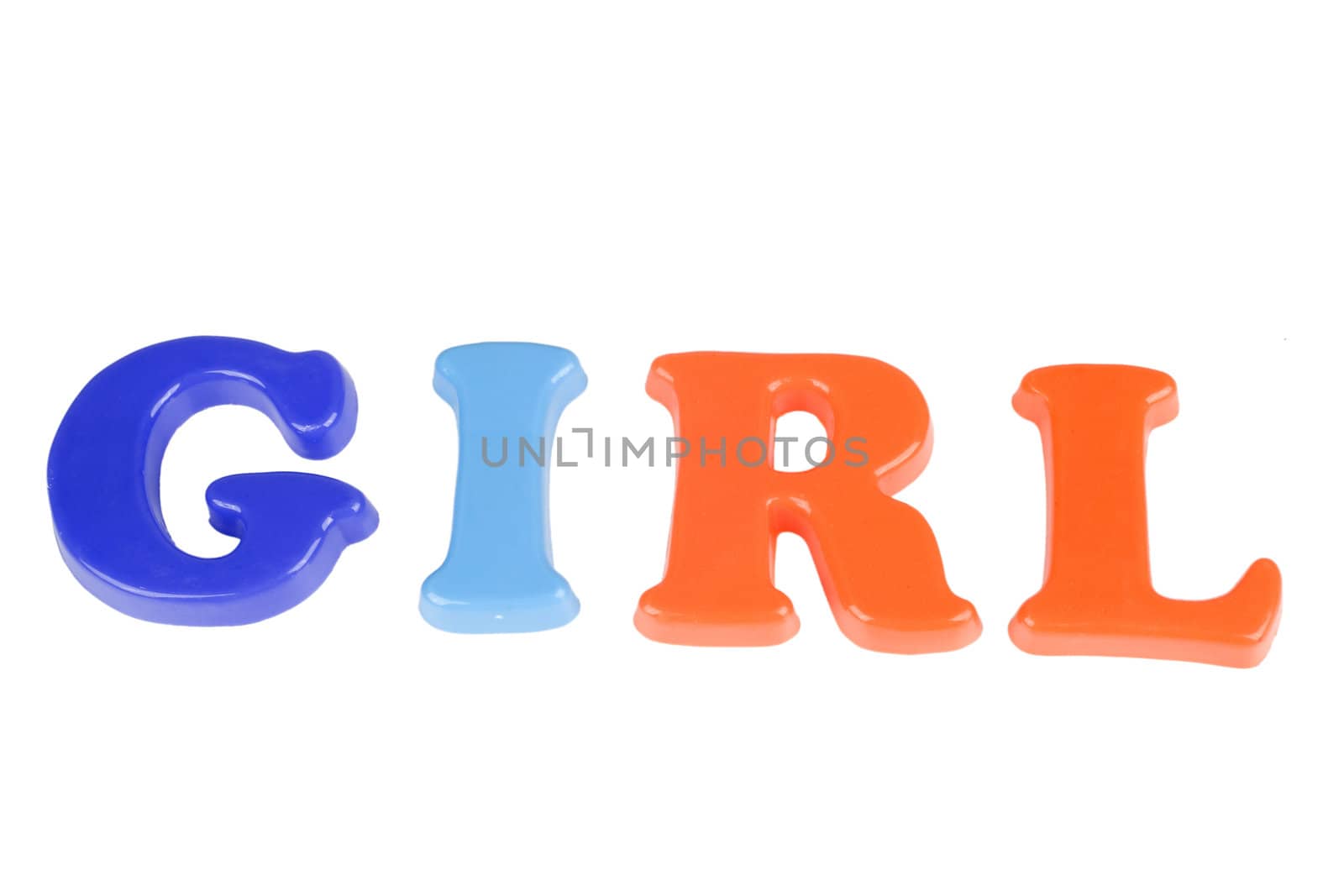 the word "girl" made of colorful letters