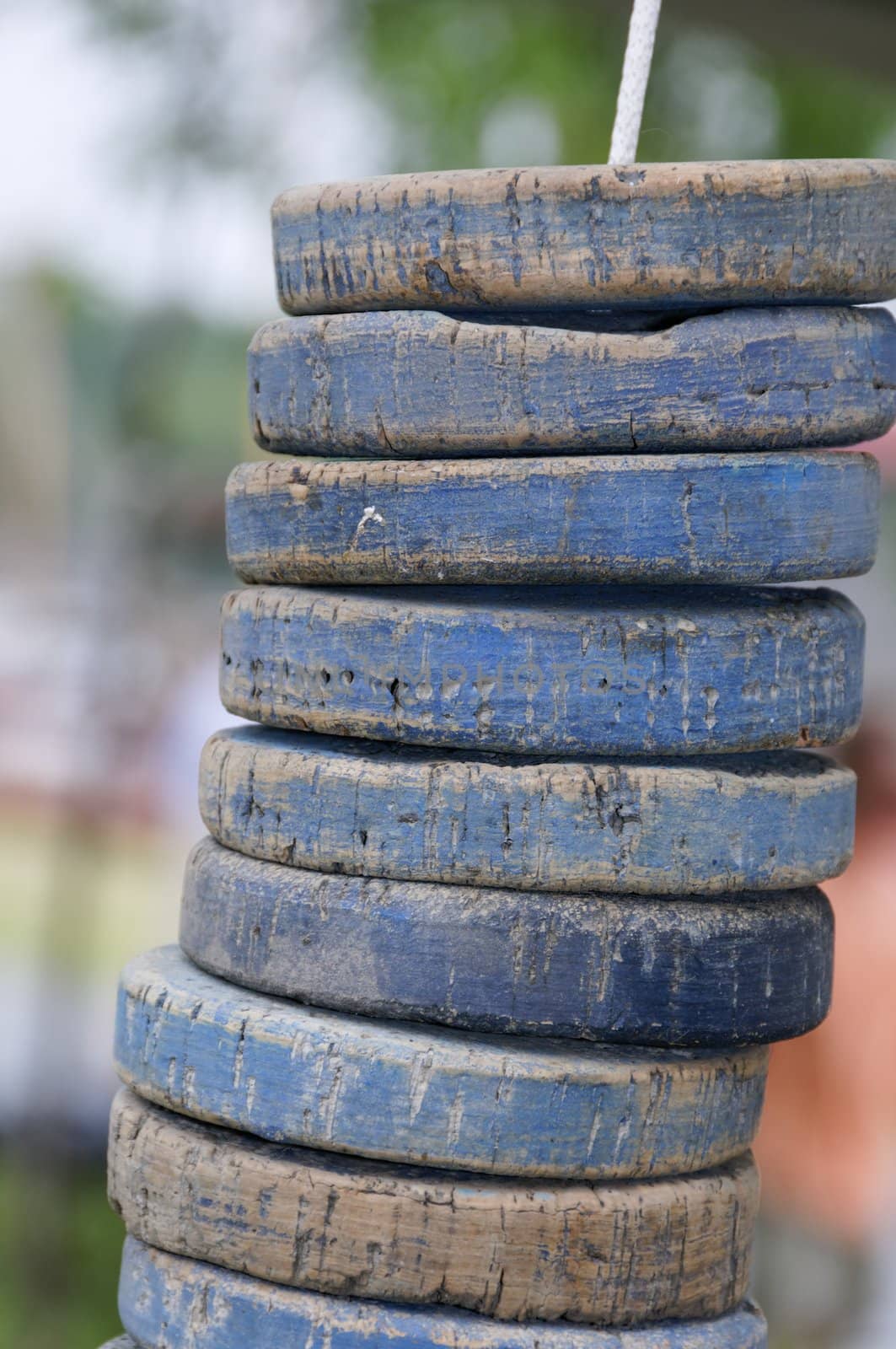 Stack of cork fishnet floats.