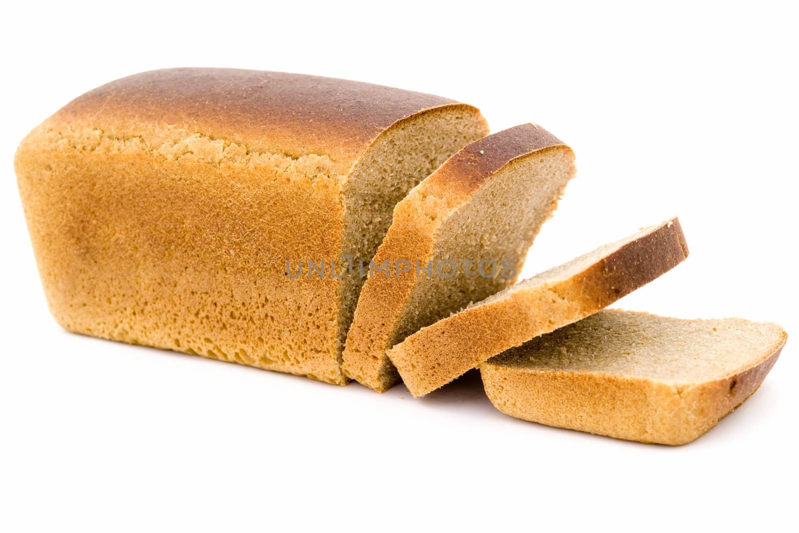 black bread loaf on a white background.