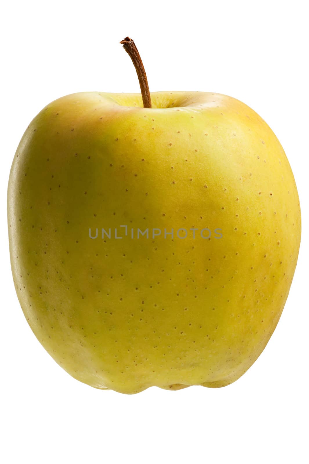 Natural yellow apple isolated on white background.
