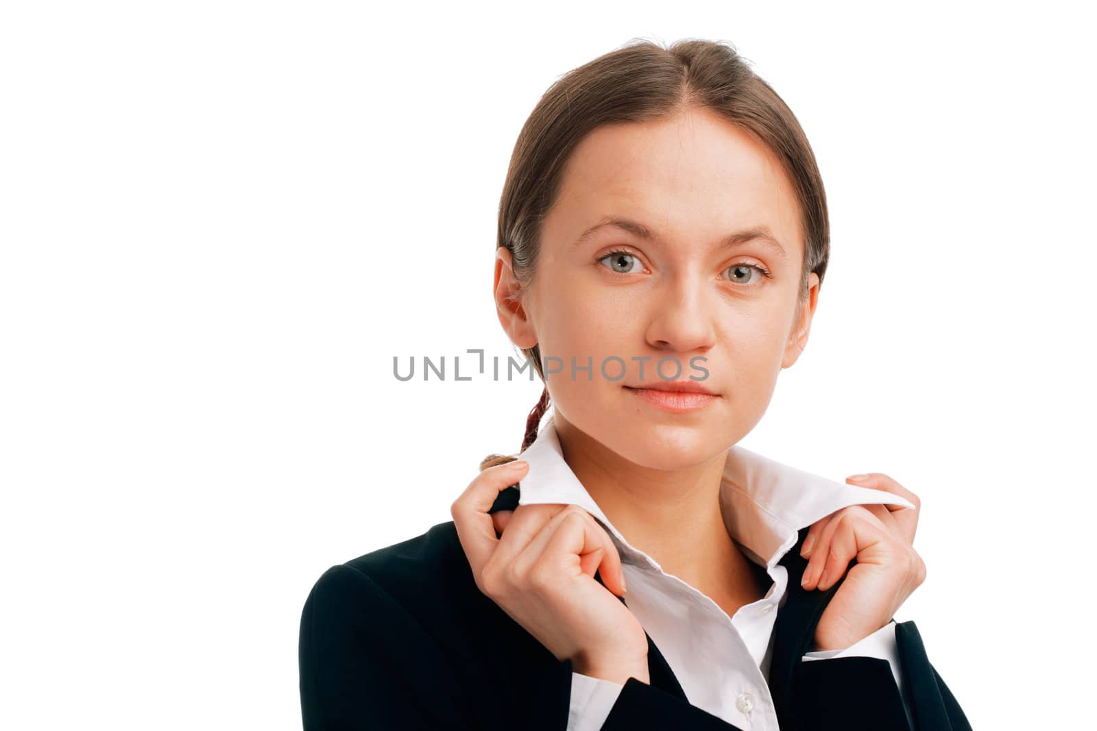 Closeup portrait of a cute young business woman