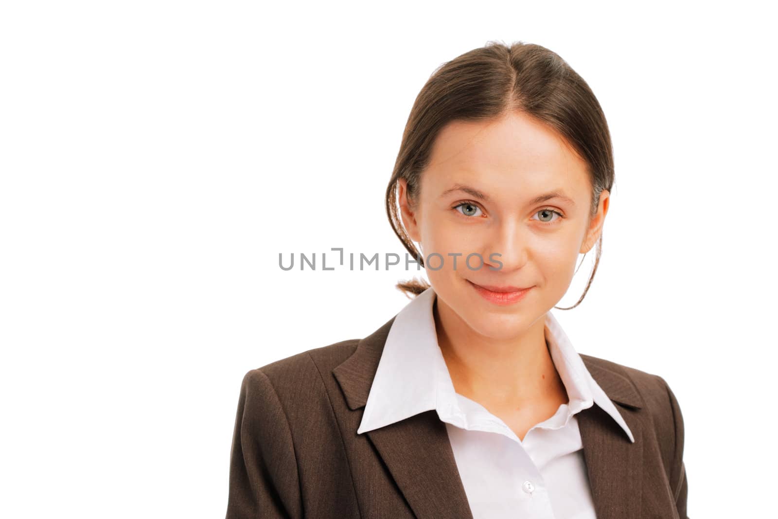 Closeup portrait of a cute young business woman