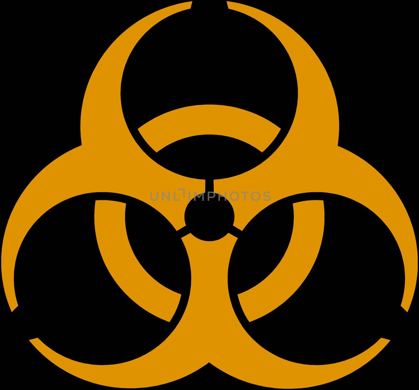 Biohazard - an orange emblem on a black background