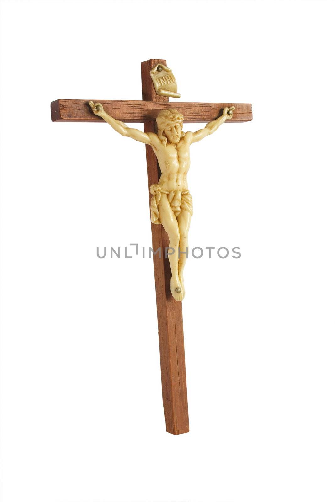 wooden crucifix by leafy