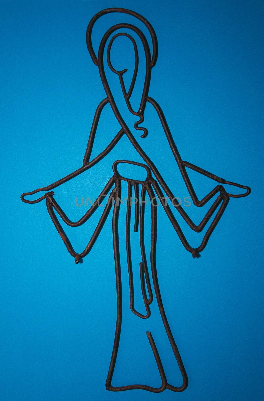 symbol of mother mary over a blue background