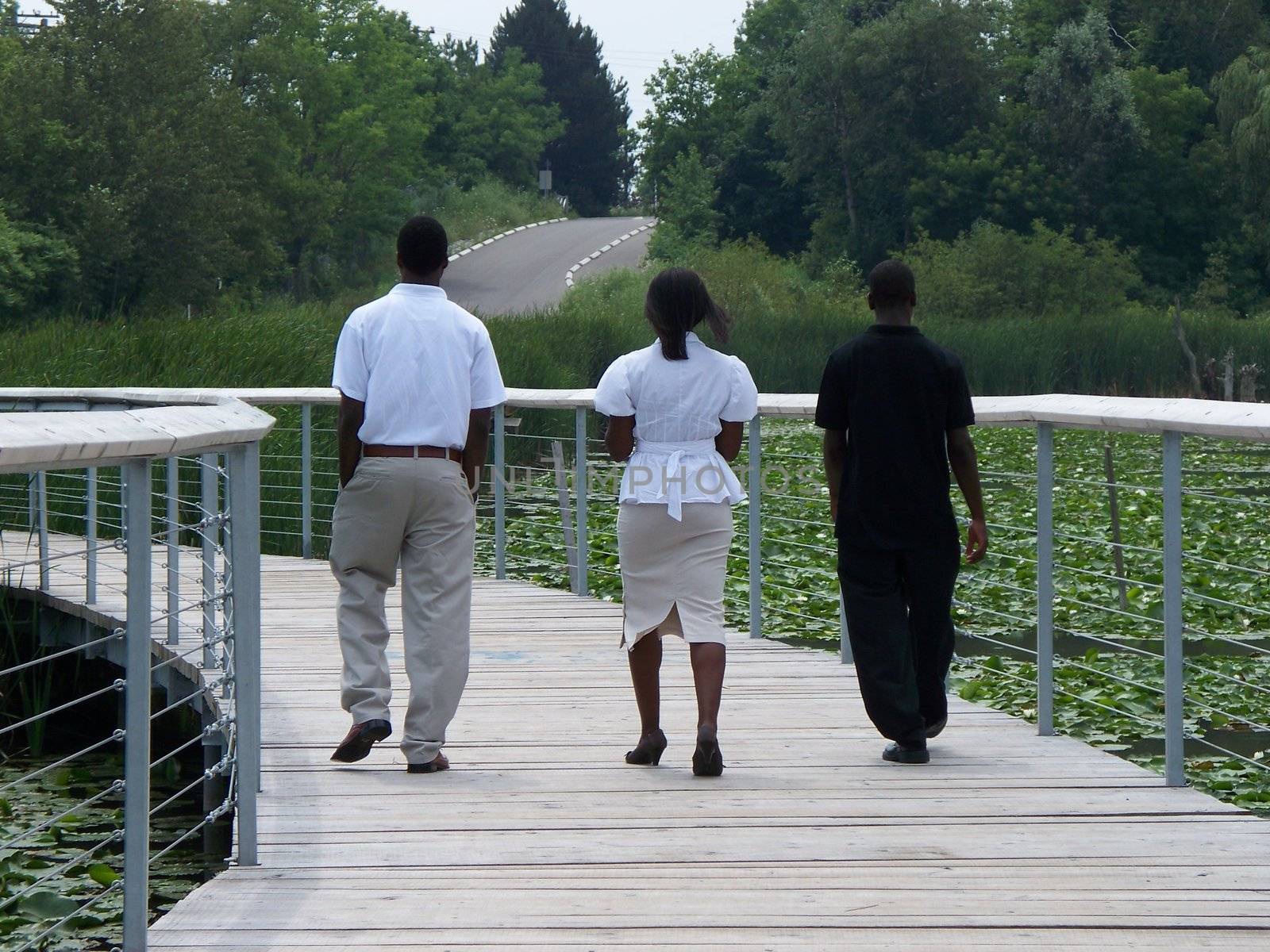 African Americans on a sunny day walk
