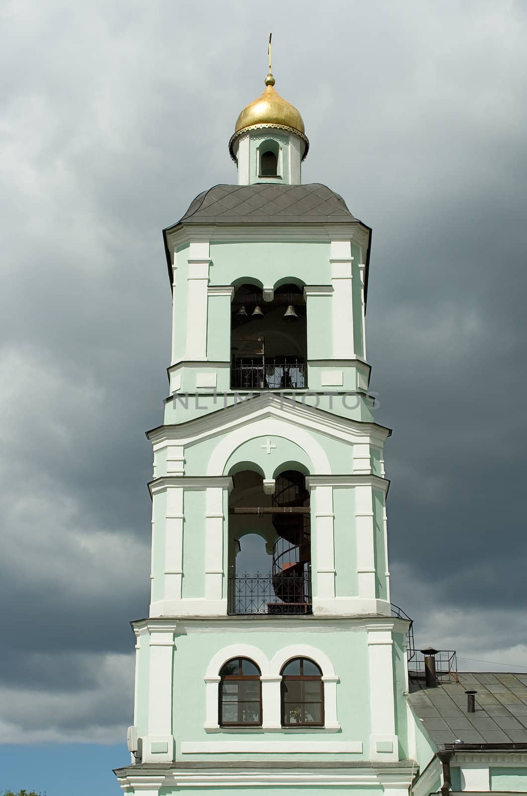 View on a bell-tower in the Tsaritsino park in Moscow.