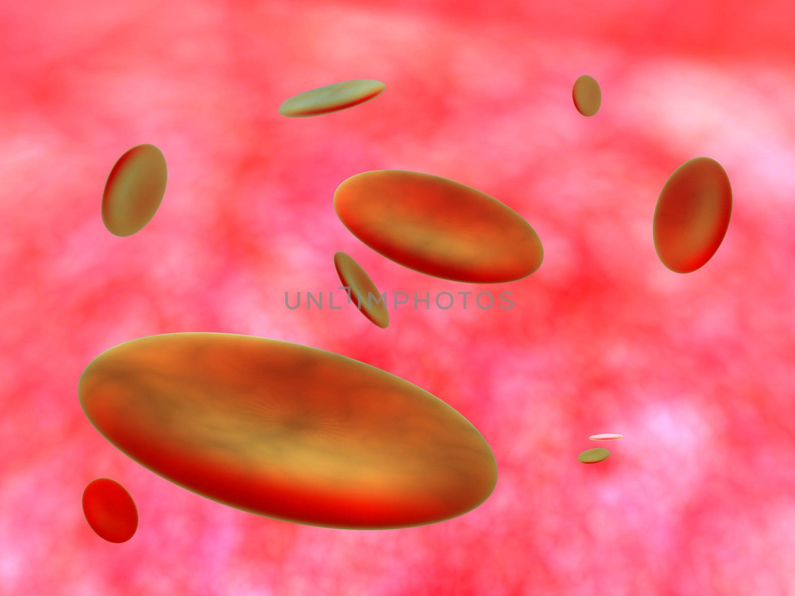 Bloodstream with Hemoblogin Cells. Natural rough surface. 3D rendered Illustration.