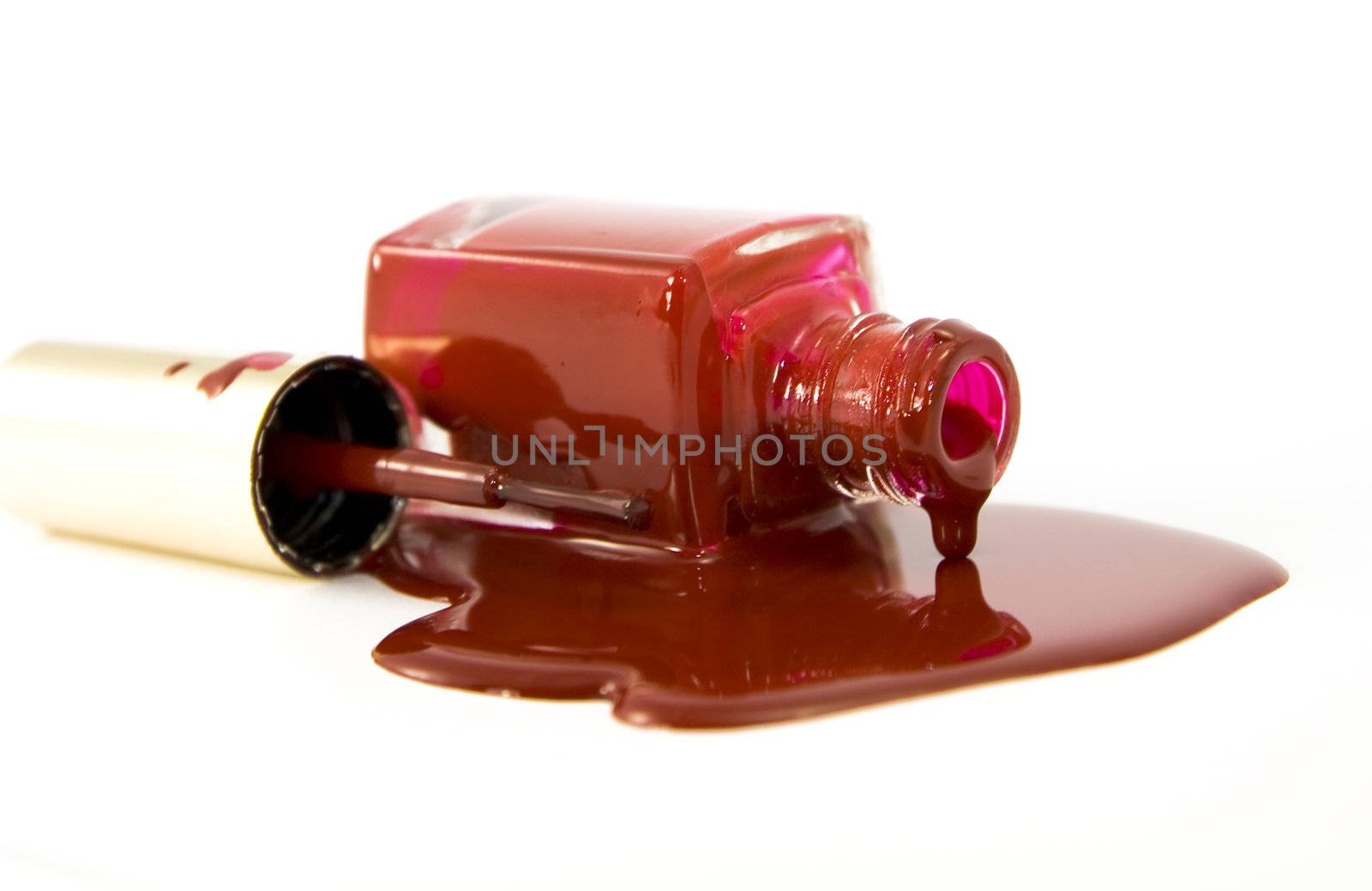 red enamel - bottle and brush
