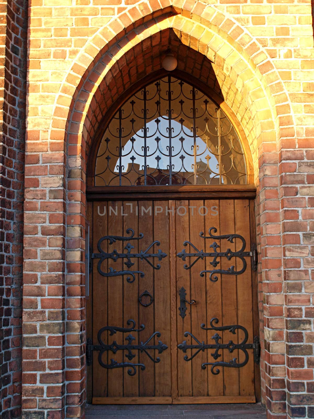 Old decorative wooden door of a church    