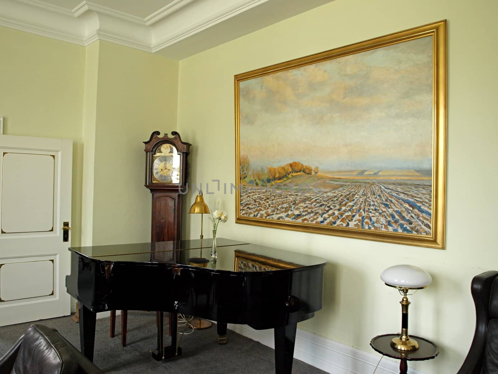Classical old fashioned music room with grand piano   