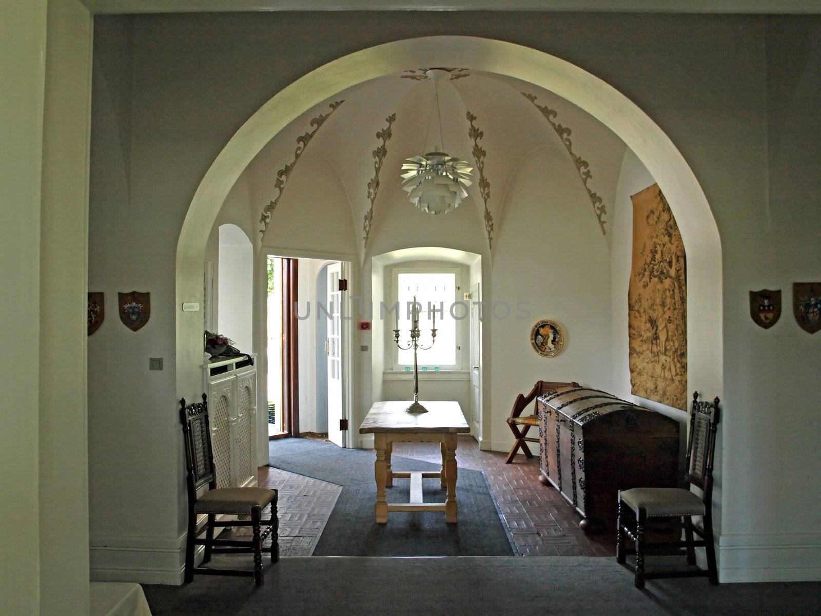 Elegant classical old fashioned entryway foyer  