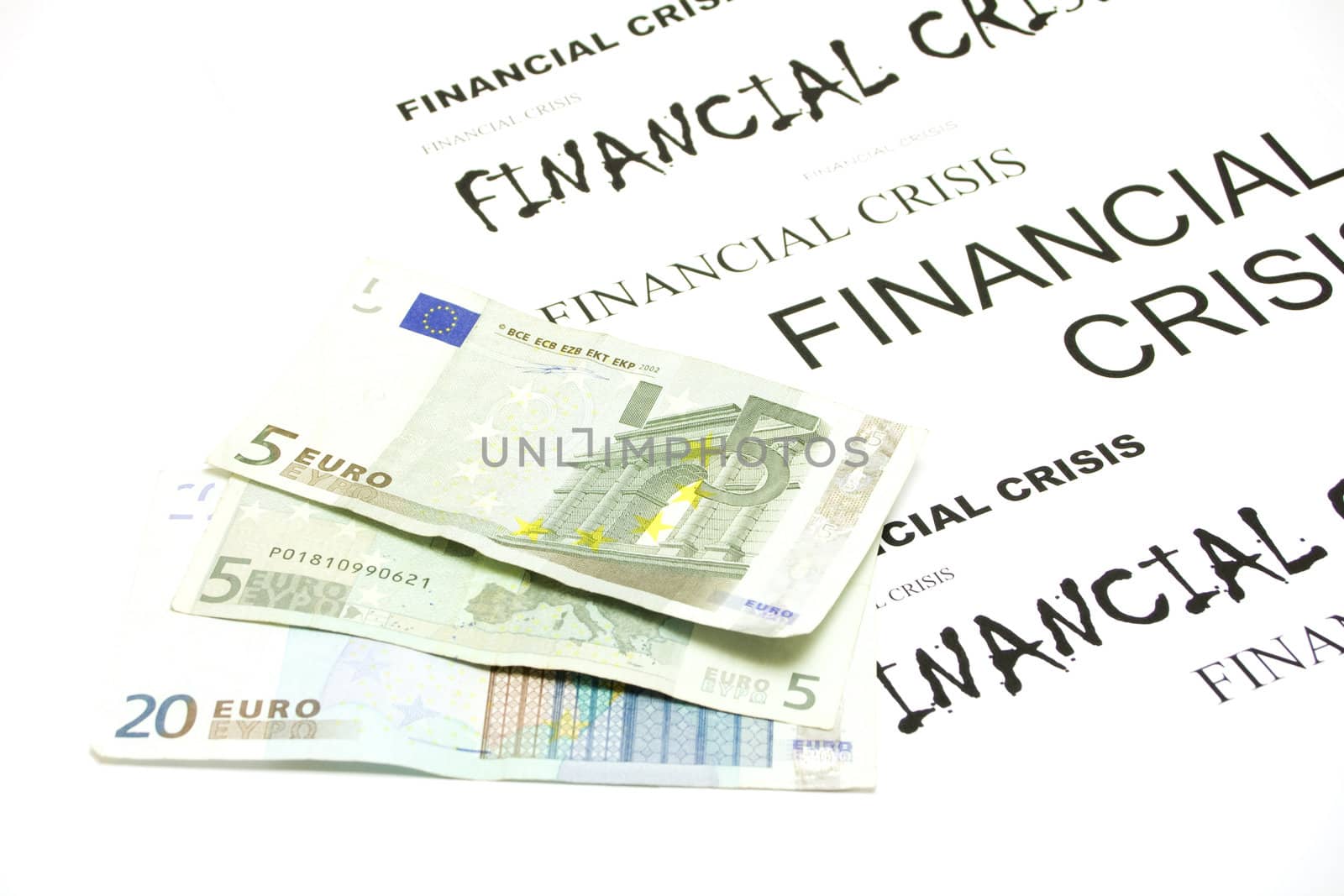 Euro banknotes and financial crisis