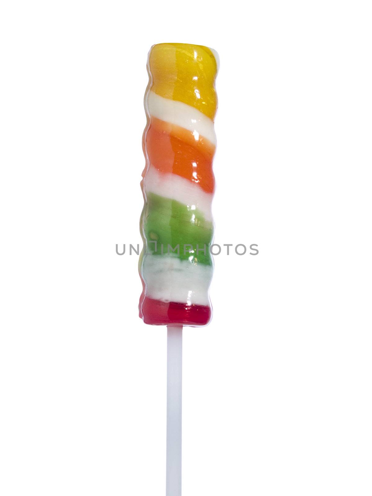 A stick lollipop isolated over white background.