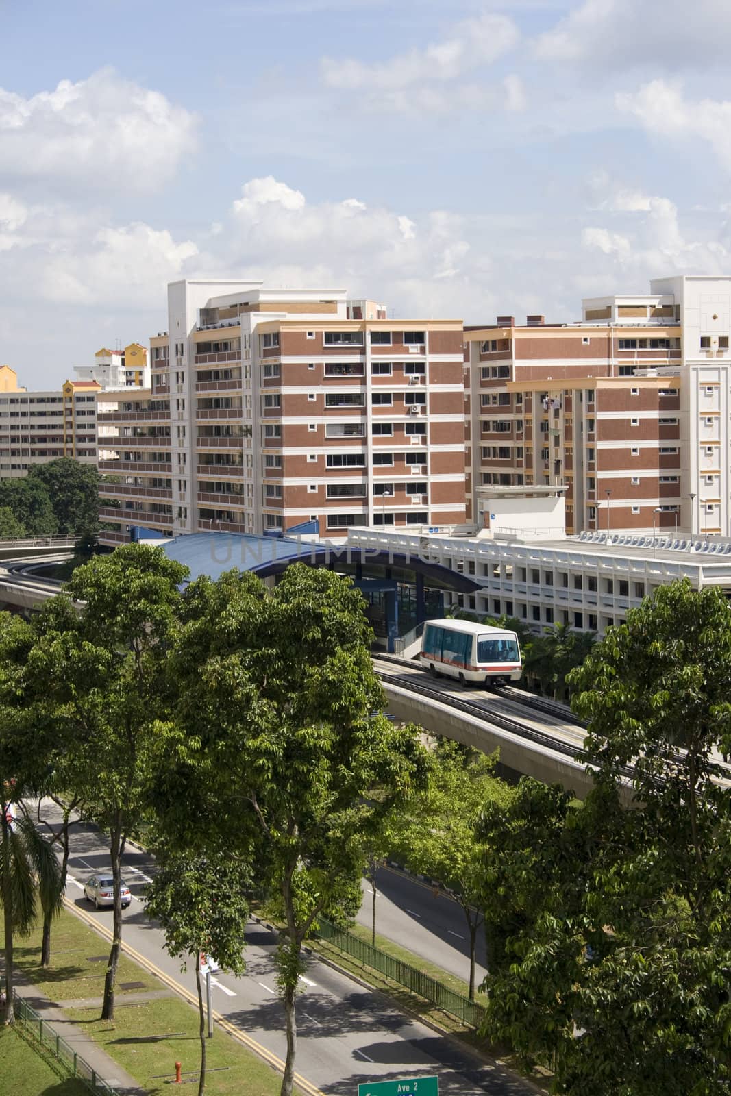 Residential area in Singapore with LRT.