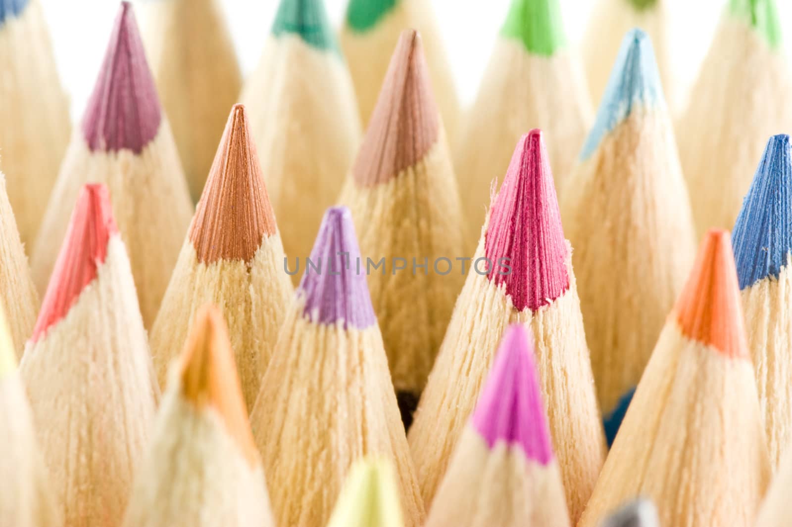 Peak like colored pencils macro, shallow focus