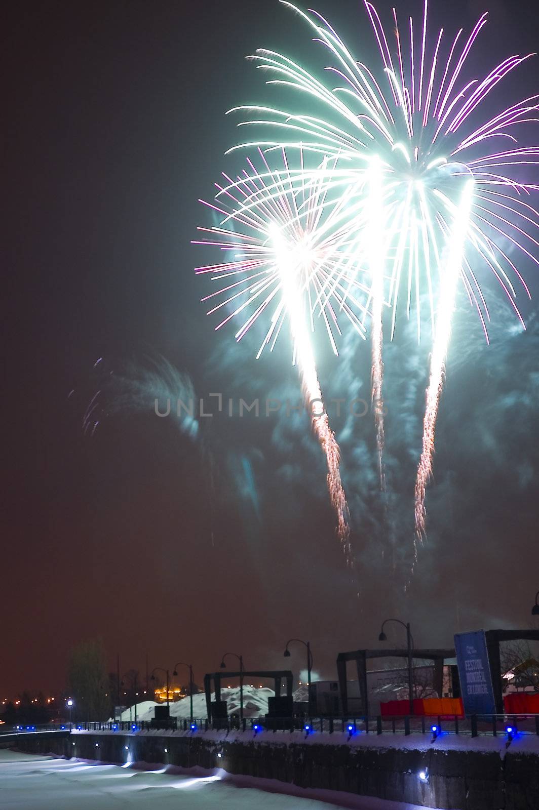 Fireworks over the Montreal's Lights Festival