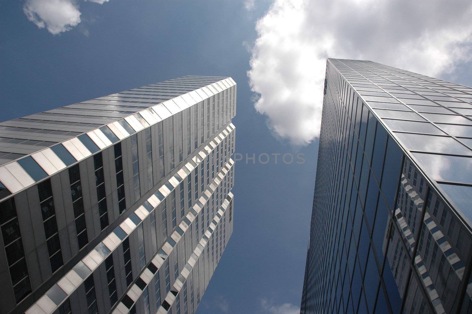 Close up view of a modern skyscraper
