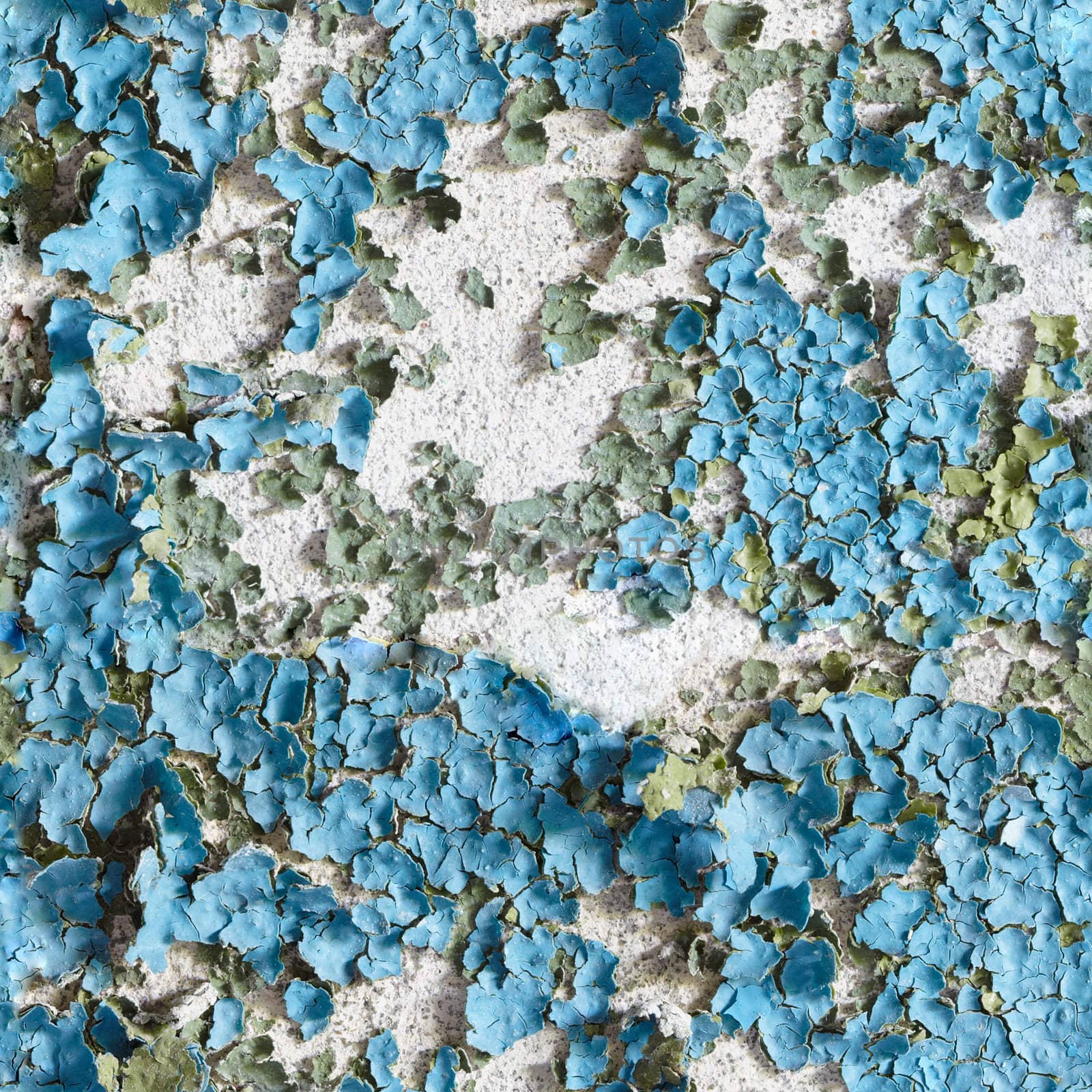Seamless texture of the wall with peeling blue paint