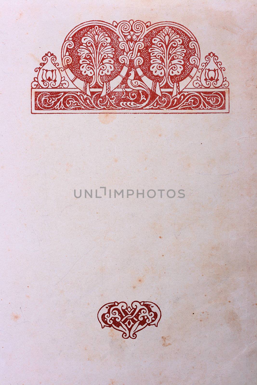 Ornament in the top and bottom part of page of the old manuscript.