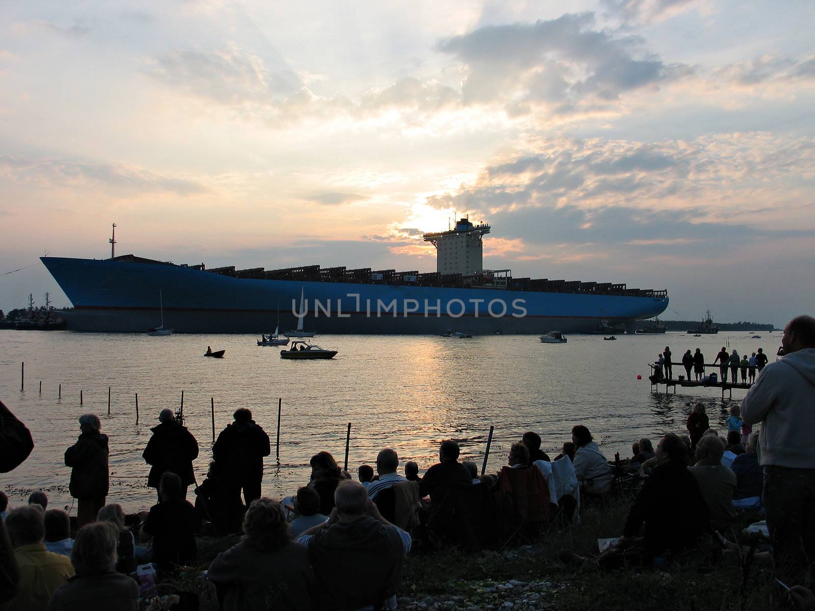 The world's biggest container ship - rolling ceremony in Denmark