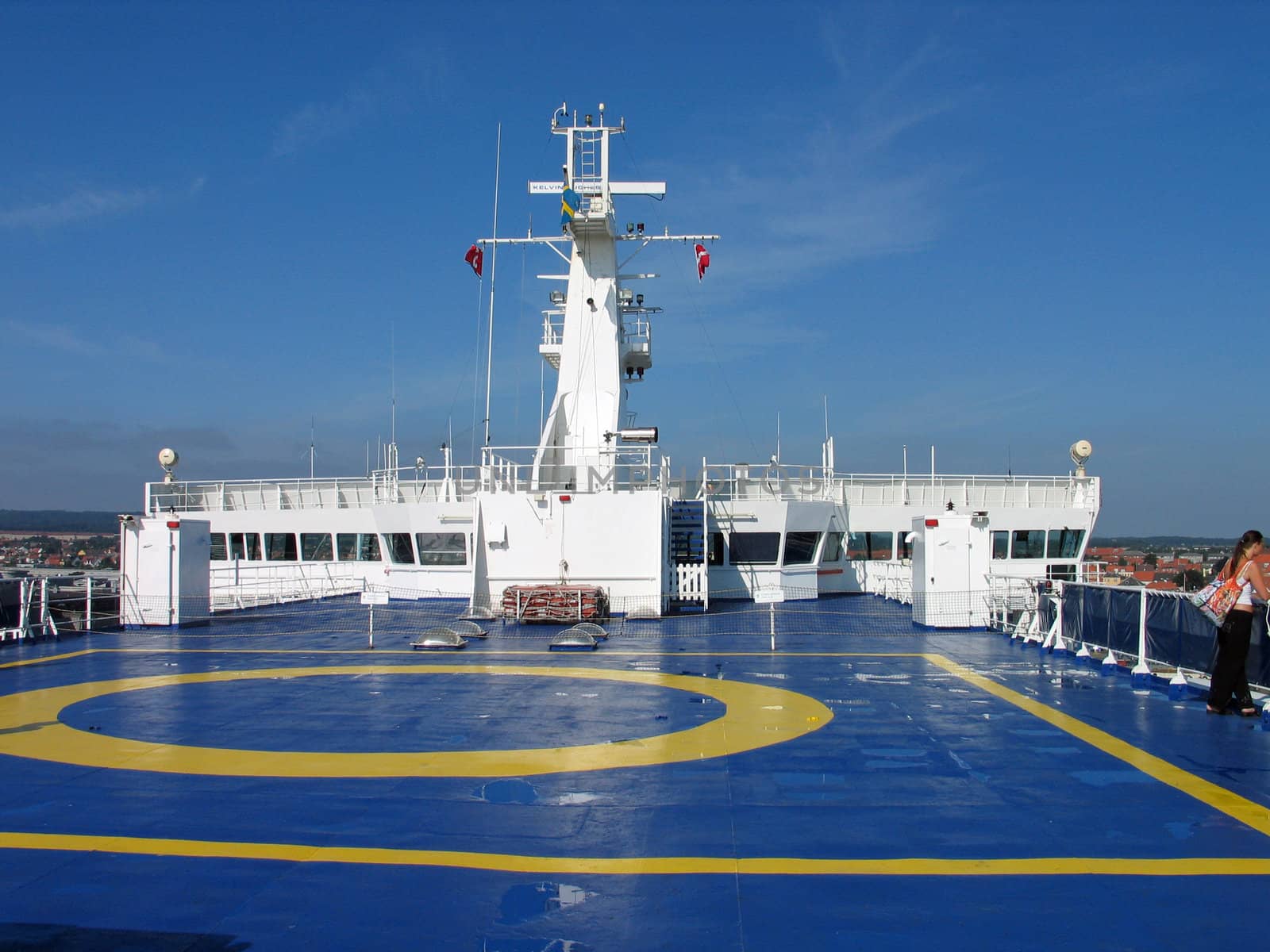 Helicopter landing Helipad on a ferry ship