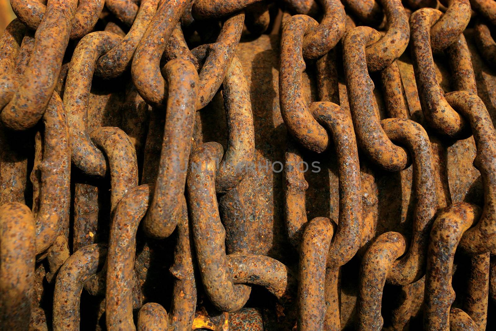 Background image of a rusty pile of chain. 

