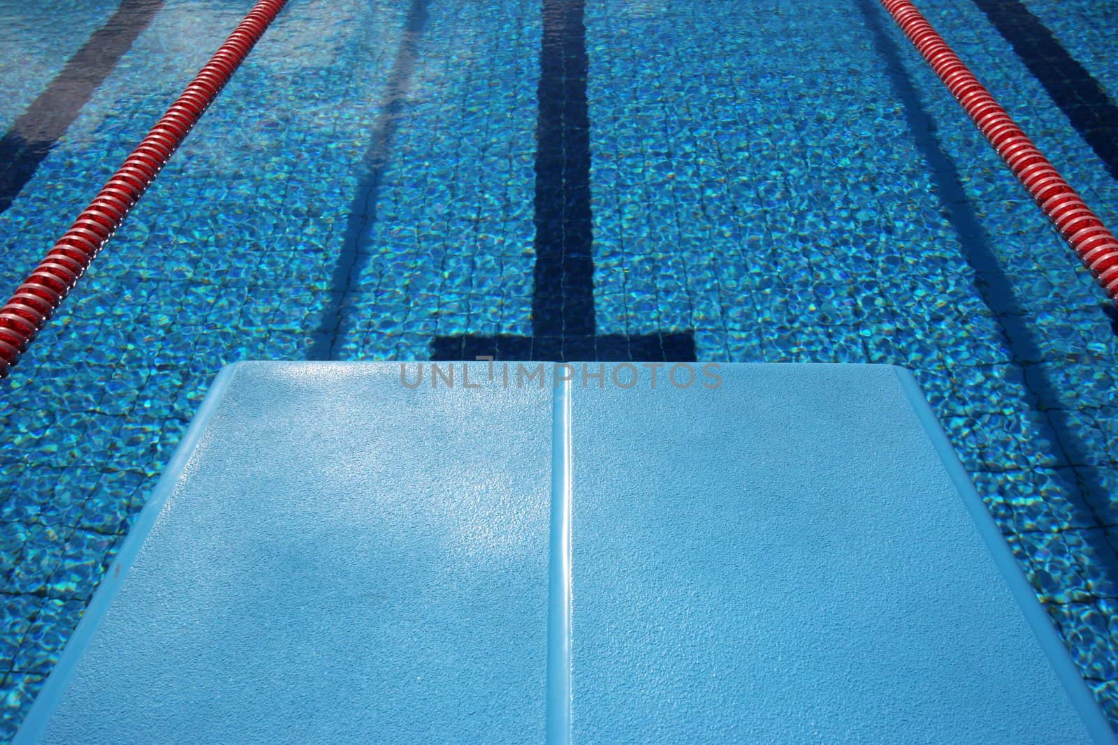 View of a brand new swimming pool from the diving board