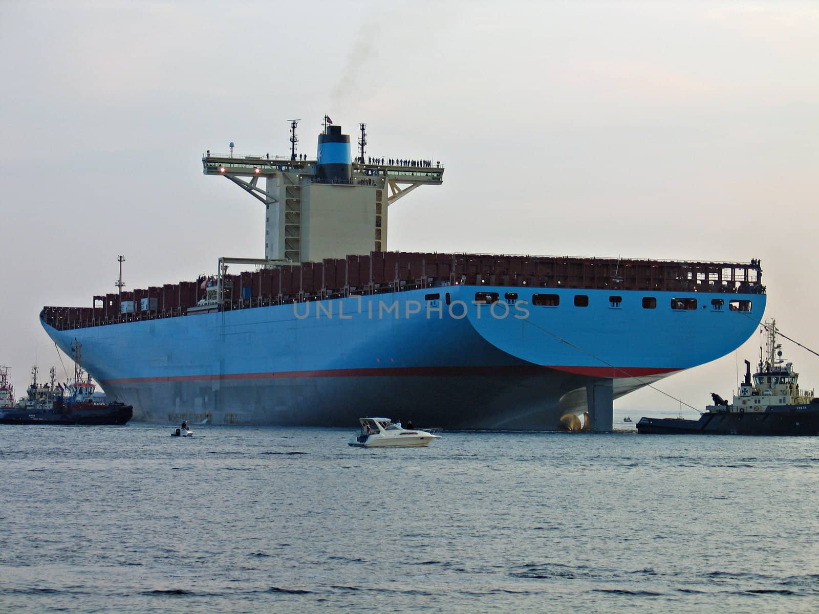 Emma Maersk - The world's biggest container ship in the rolling ceremony in Denmark