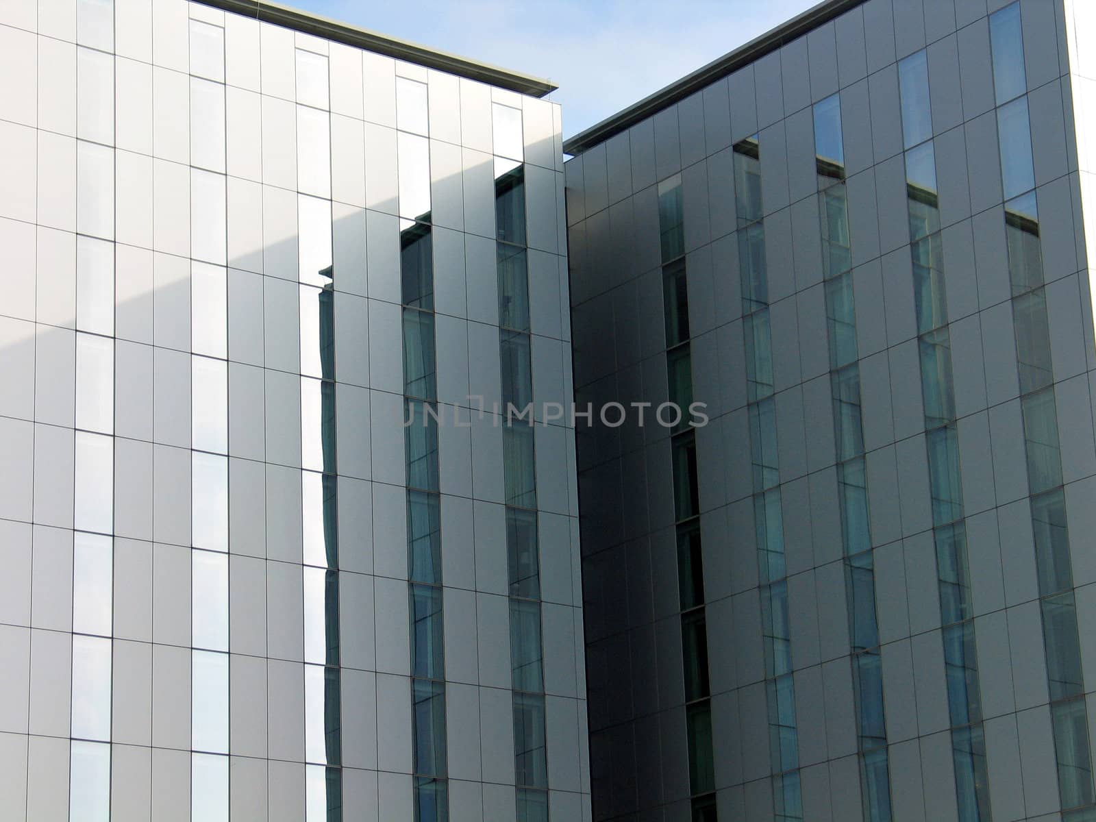 Close up of modern office buildings