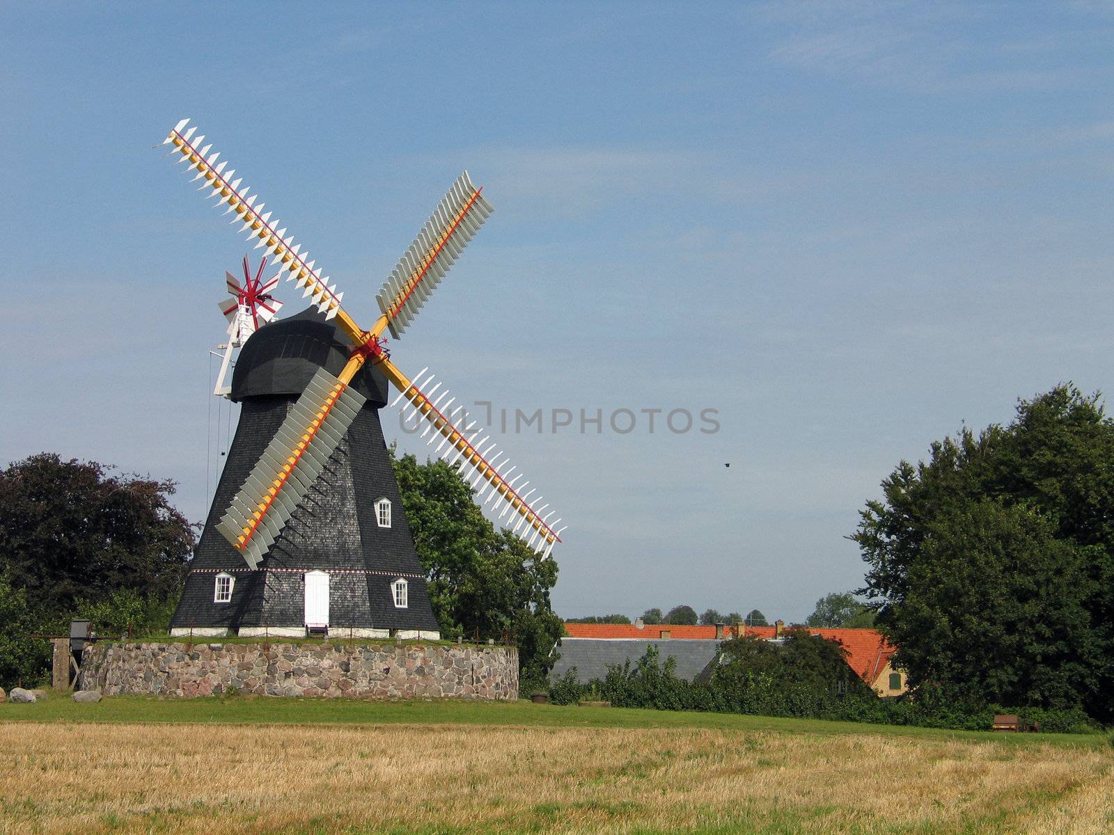 Old country windmill in a farm Denmark