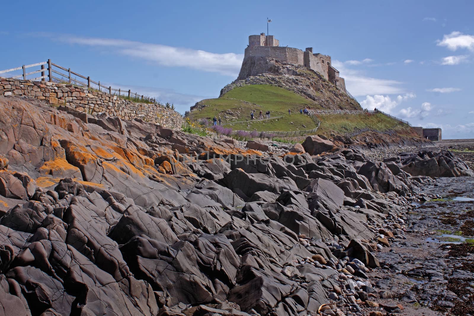 The 16century Lindesfarne castle on Holy Island in Northumberland, England.