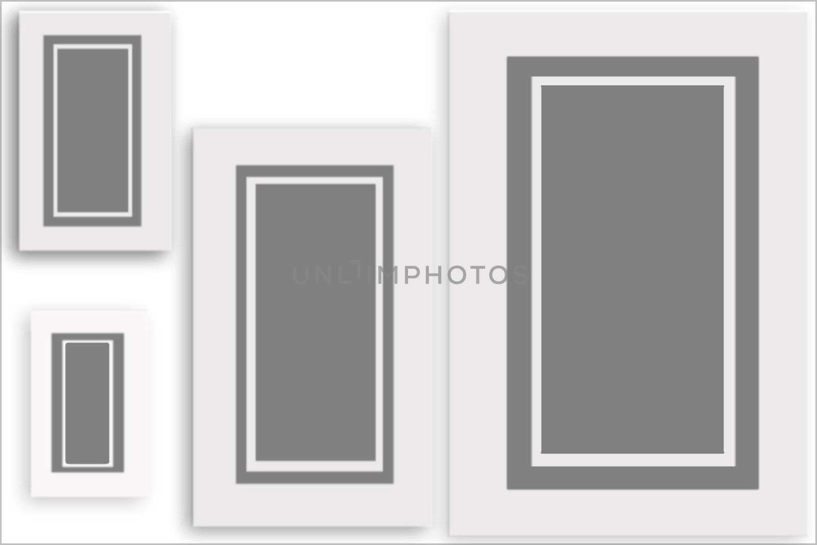 four grey frames of different sizes