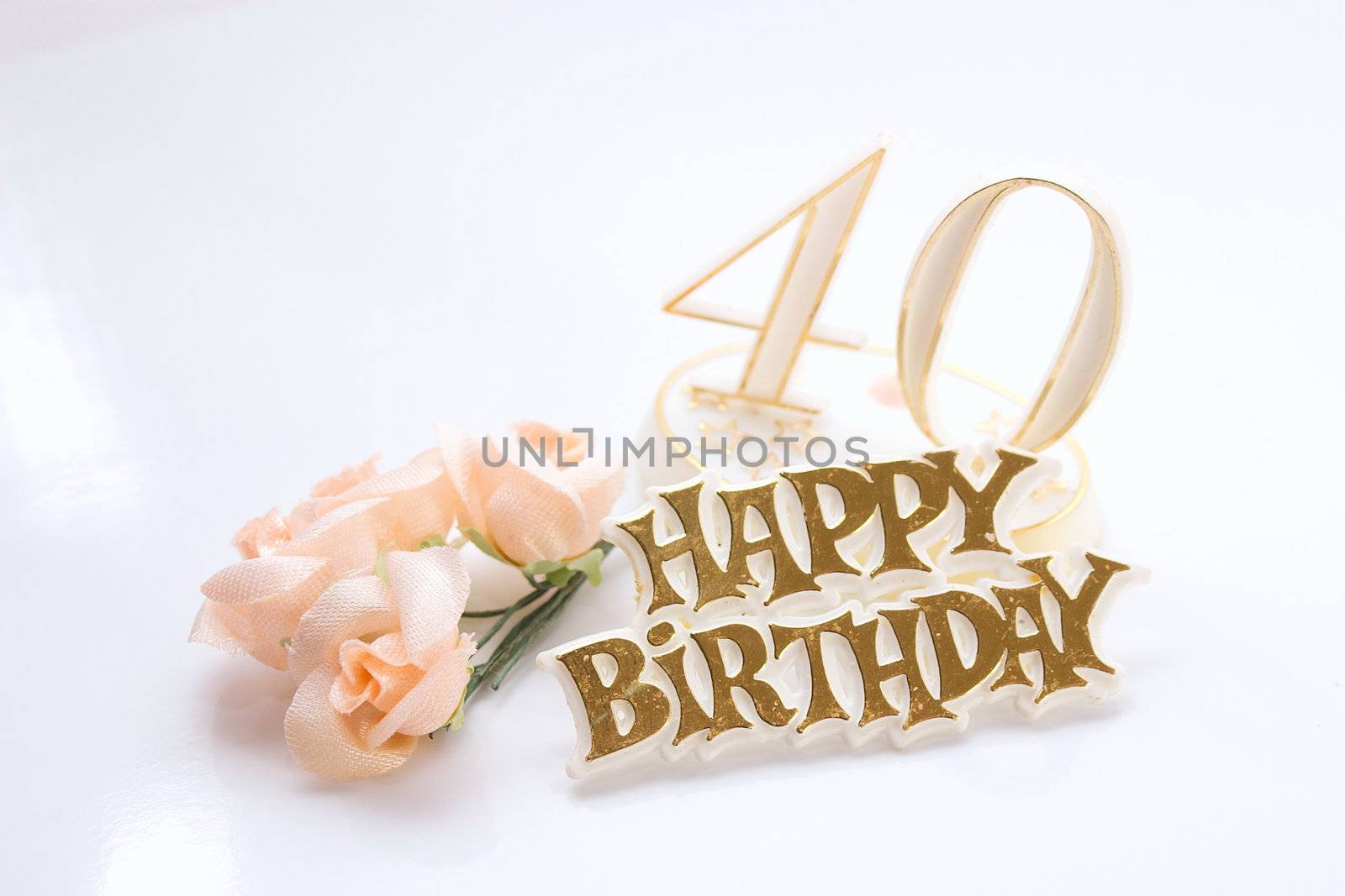 40th birthday sign with flowers