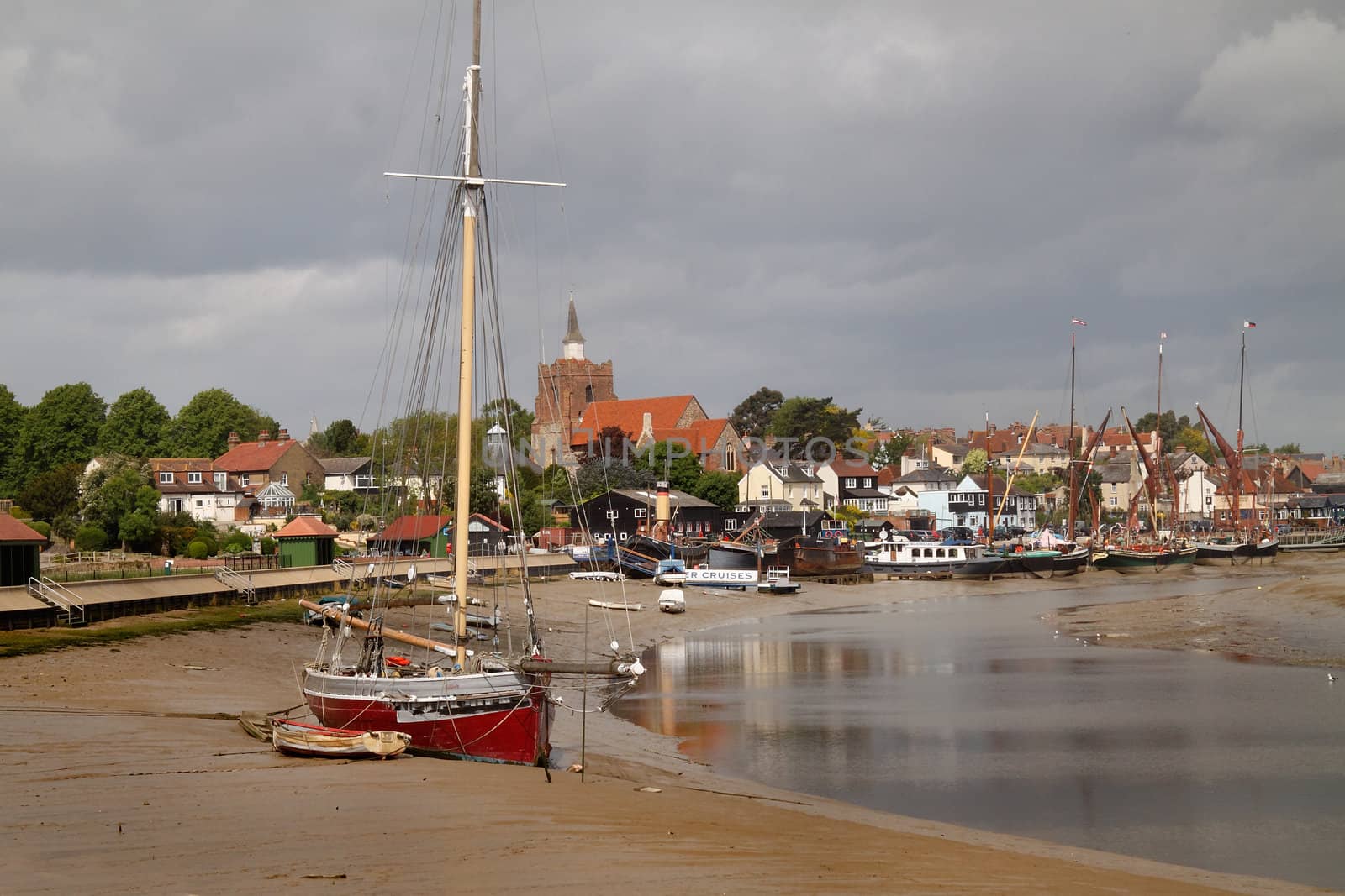 The estuary harbour and town of Maldon in Essex England.