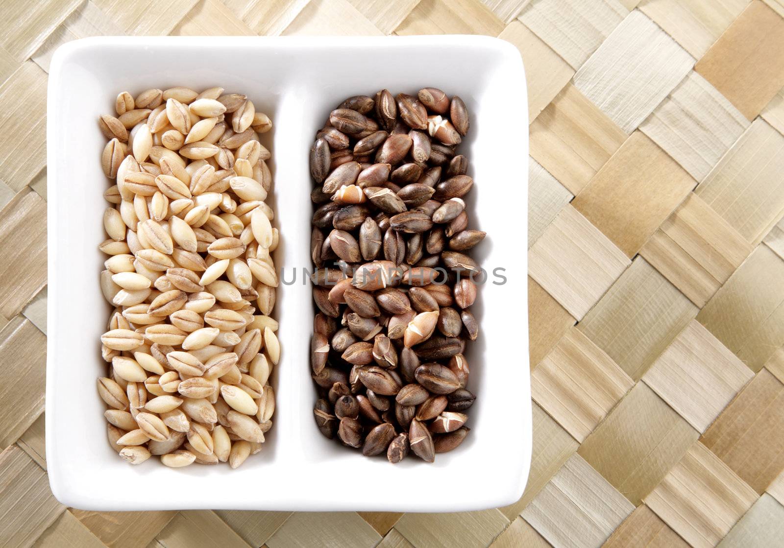 Barley in white dish by carterphoto