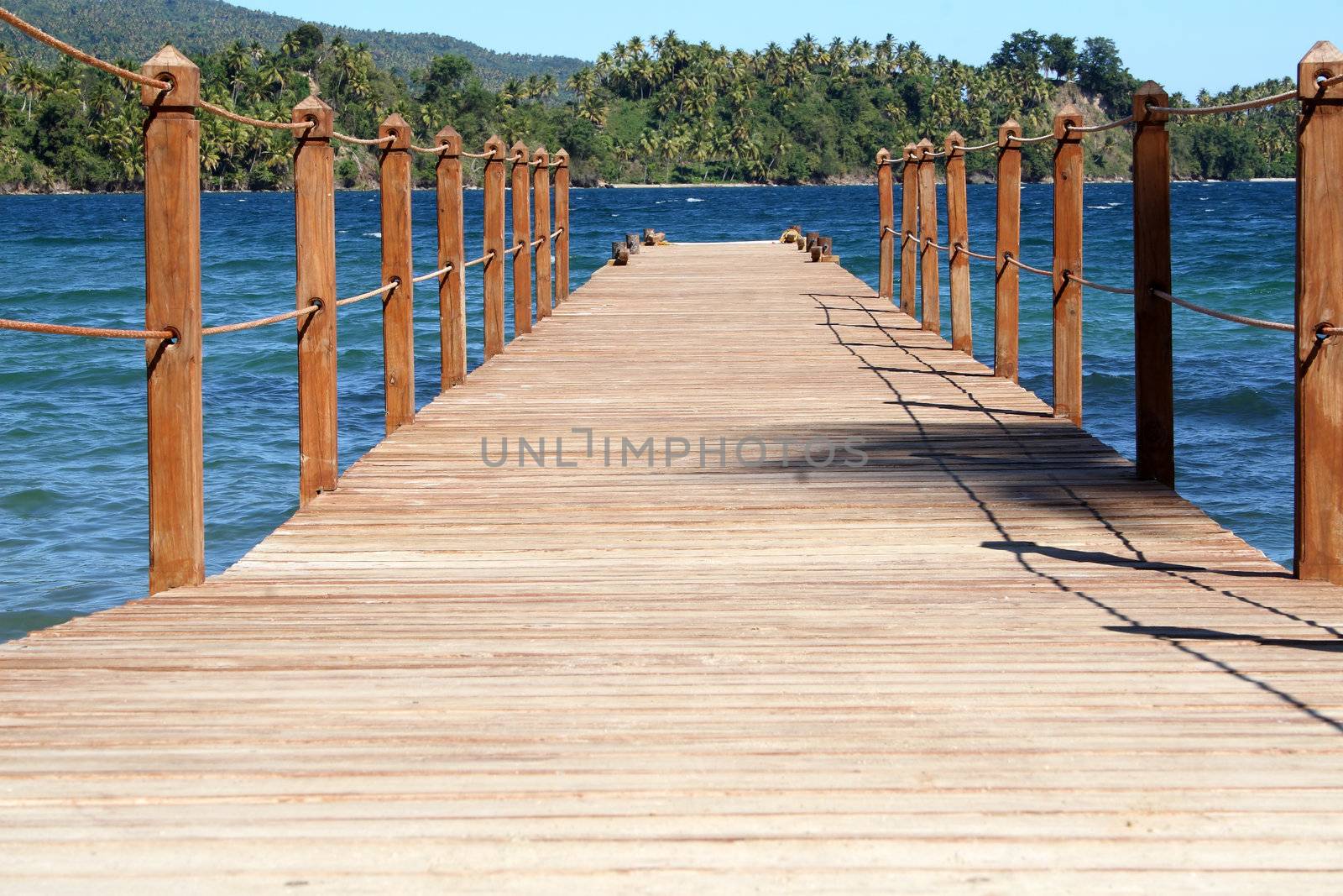 Wooden board walk in Samana, Dominican Republic