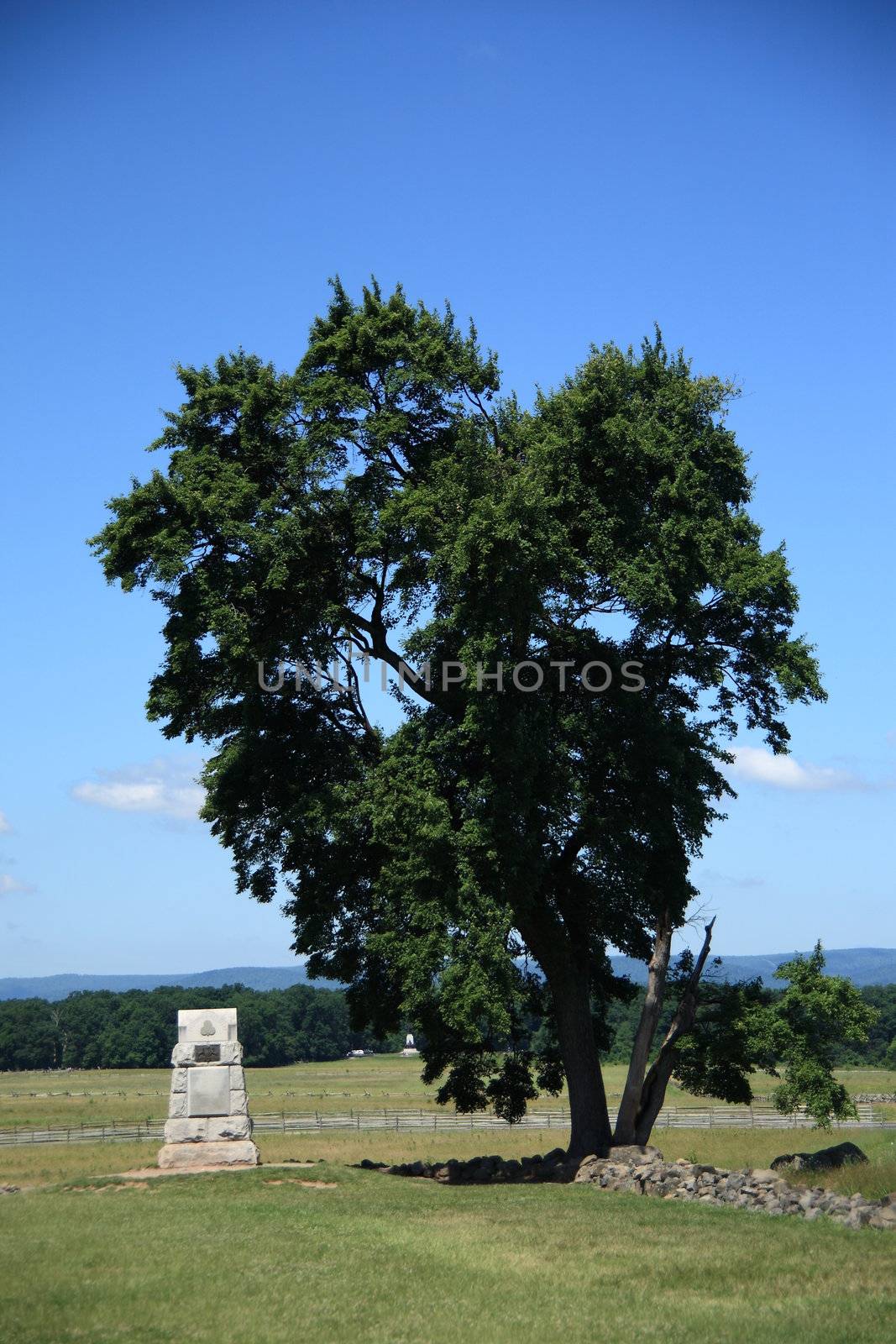 Hillside monument at Gettysburg National Military Park