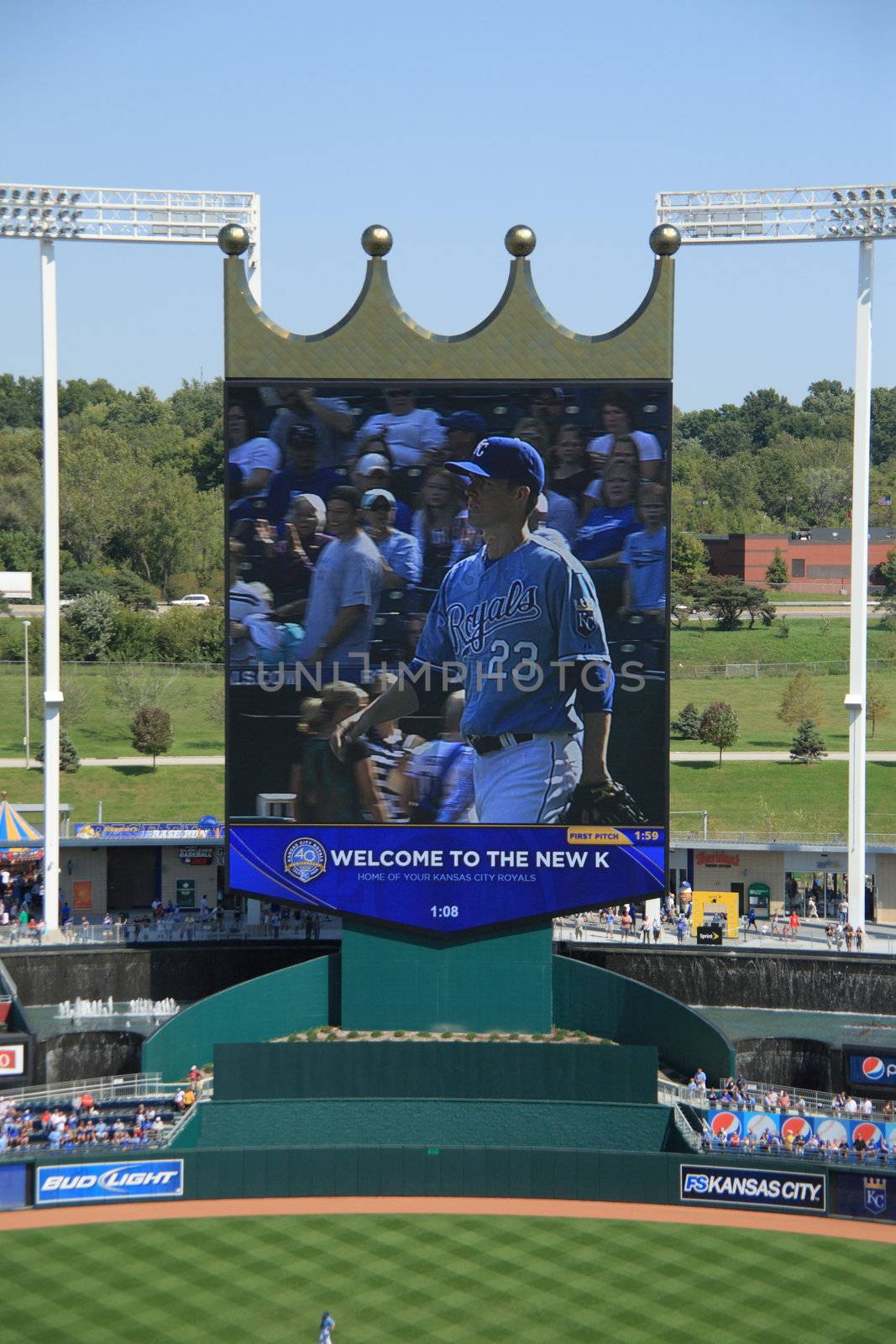 2009 Cy Young winning pitcher Zack Greinke enters a late season contest on the famous crown scoreboard