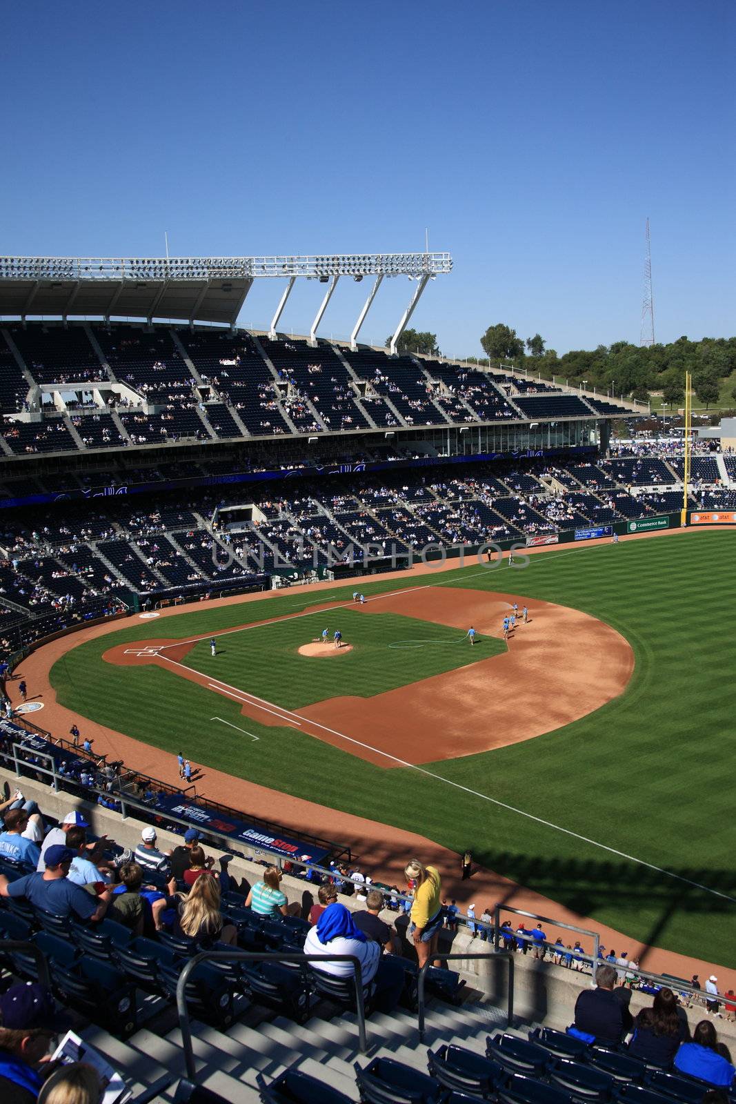 The Royals recently remodeled home ballpark on a sunny afternoon