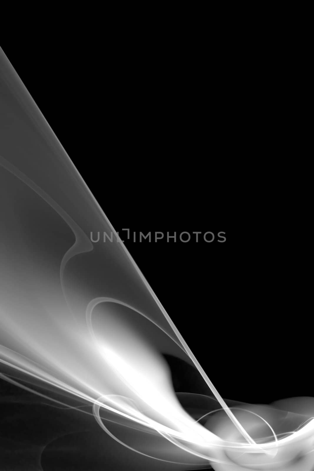 A 3D abstract design that looks like smoke over a black background.